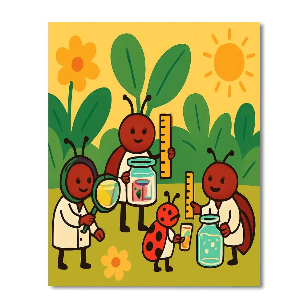 Garden Of Friendly Bug Scientists Painting by numbers kit