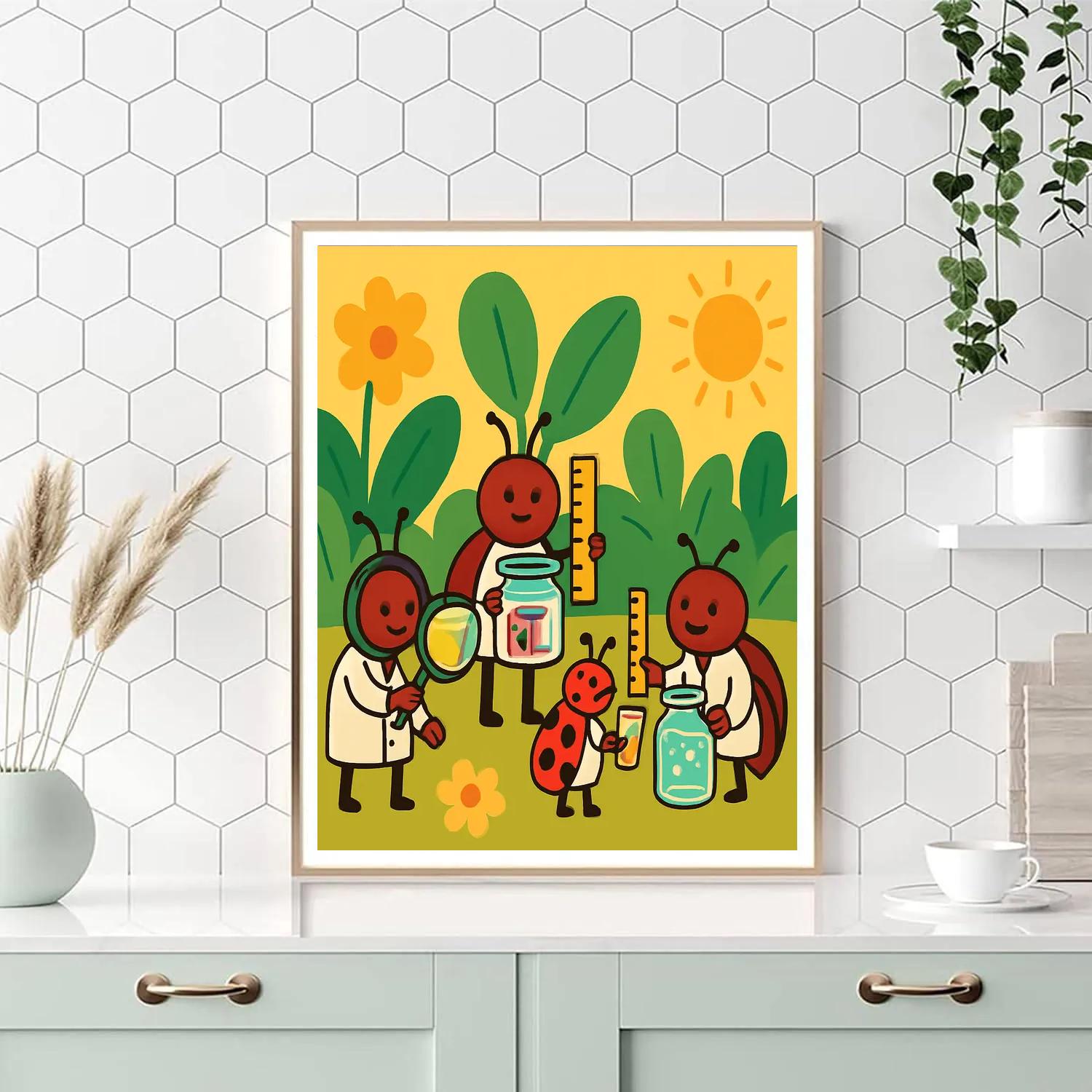 Garden Of Friendly Bug Scientists Painting by numbers kit