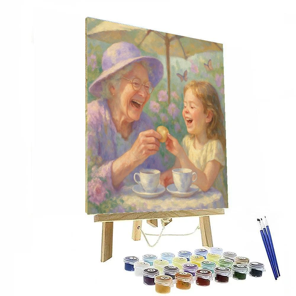 Garden Tea Party With Grandmother And Child Number painting