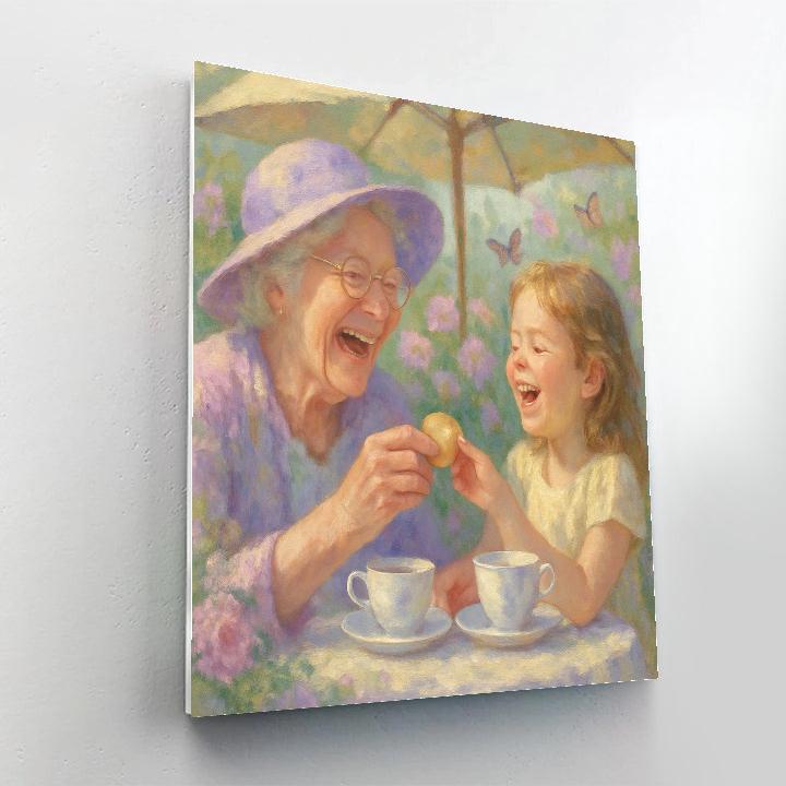 Garden Tea Party With Grandmother And Child Number painting