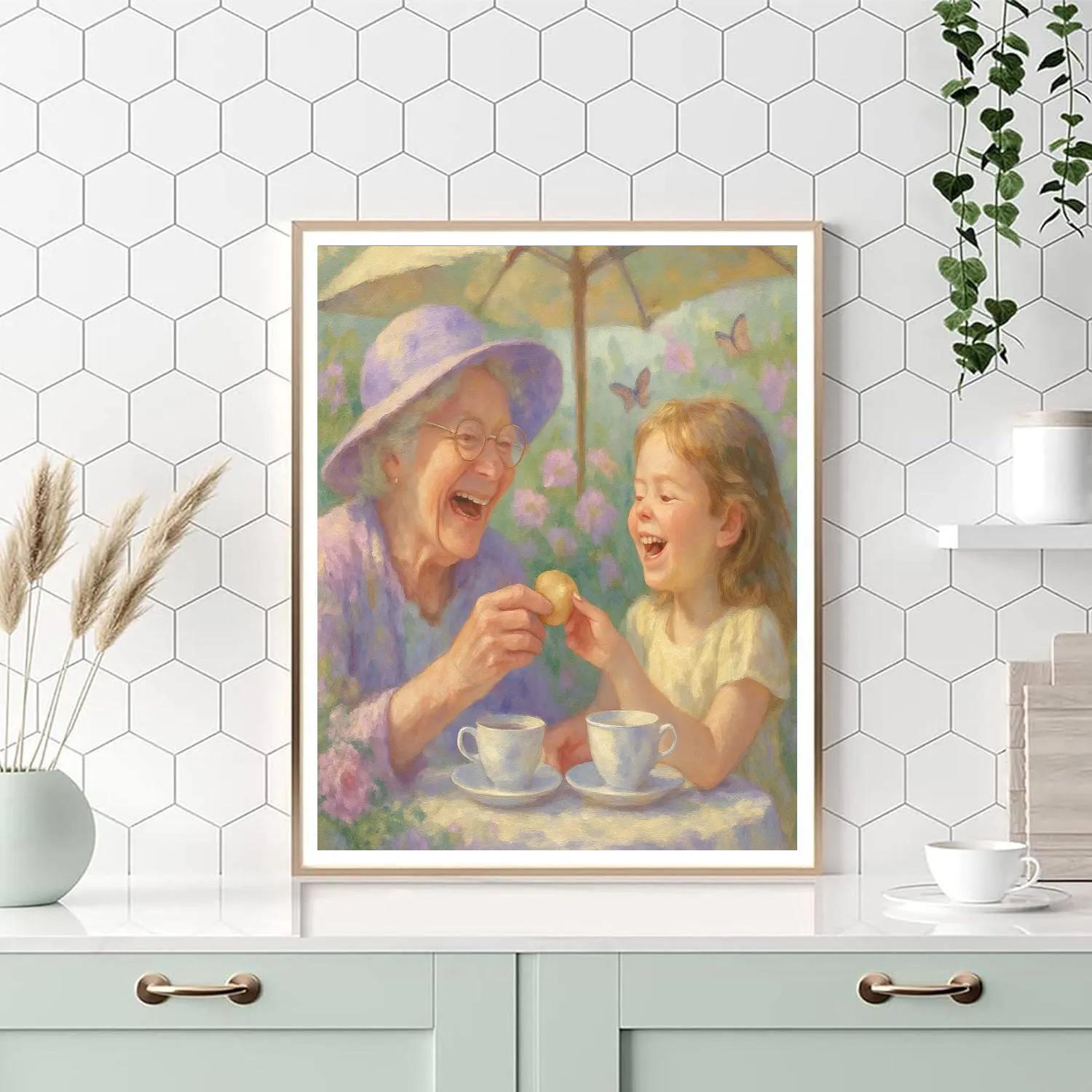 Garden Tea Party With Grandmother And Child Number painting
