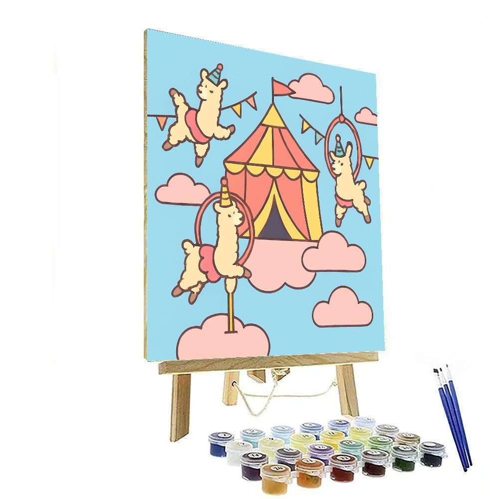 Cloud Circus With Flying Llamas Paint by numbers art