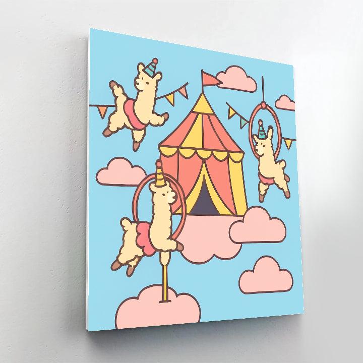 Cloud Circus With Flying Llamas Paint by numbers art