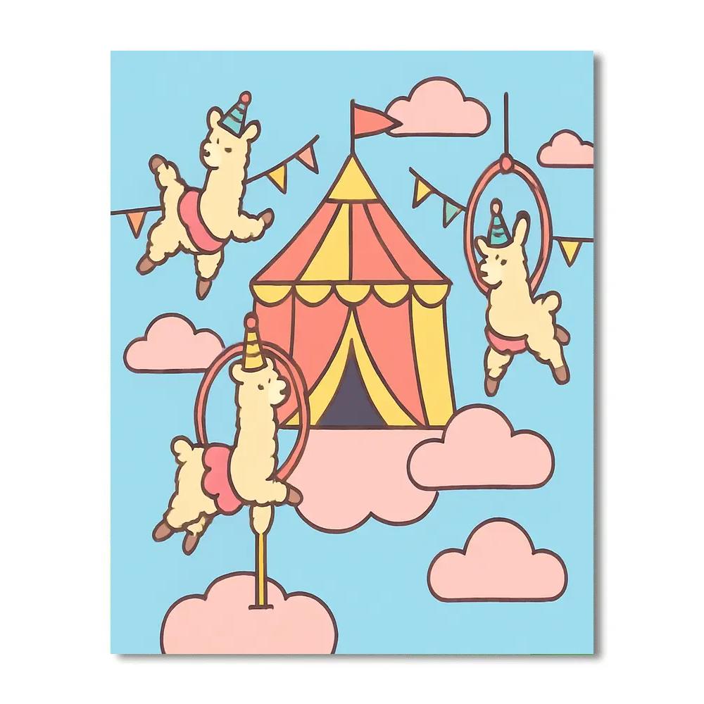 Cloud Circus With Flying Llamas Paint by numbers art