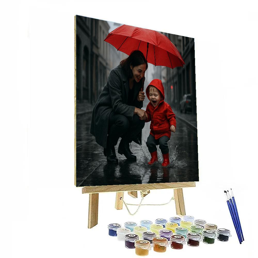 Umbrella Walk In The Rain Number painting