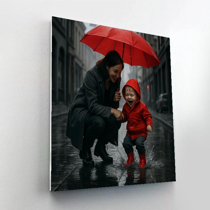 Umbrella Walk In The Rain Number painting