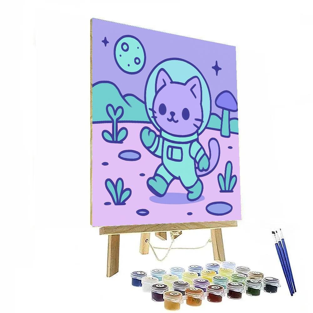Astronaut Kitten On Planet Play Numbered painting kits