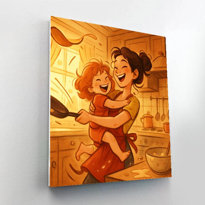 Kitchen Dance Of Pancakes And Laughter Number painting