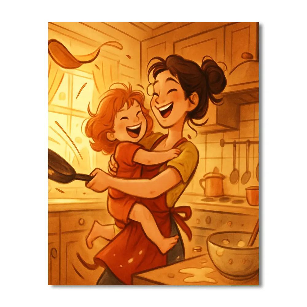Kitchen Dance Of Pancakes And Laughter Number painting