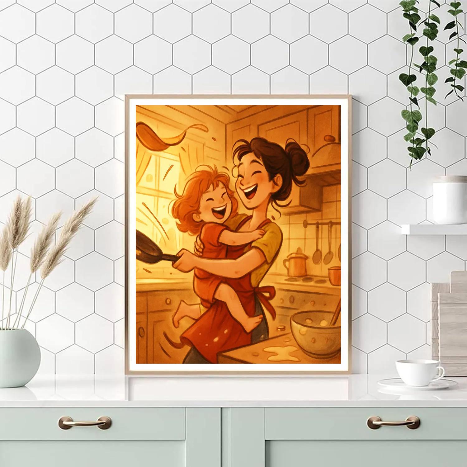 Kitchen Dance Of Pancakes And Laughter Number painting