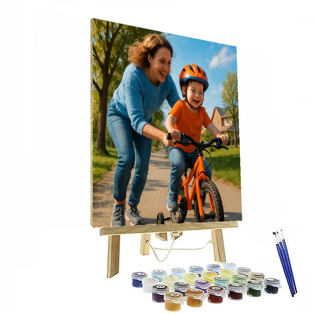 Mom Teaching Bike Riding DIY paint by numbers