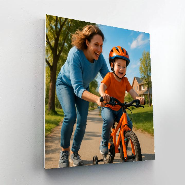 Mom Teaching Bike Riding DIY paint by numbers