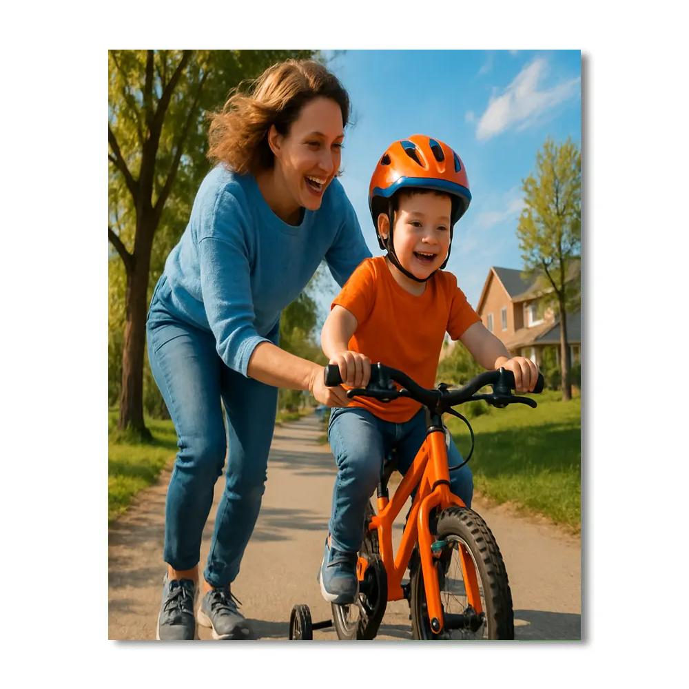 Mom Teaching Bike Riding DIY paint by numbers