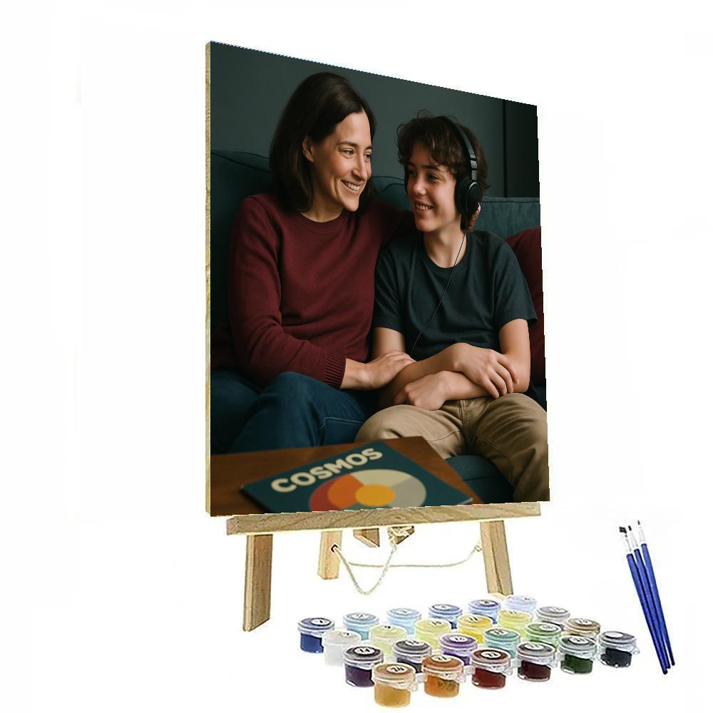 Mother And Teen Sharing Headphones paint by numbers