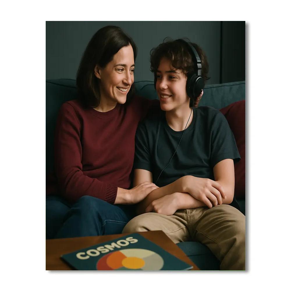 Mother And Teen Sharing Headphones paint by numbers