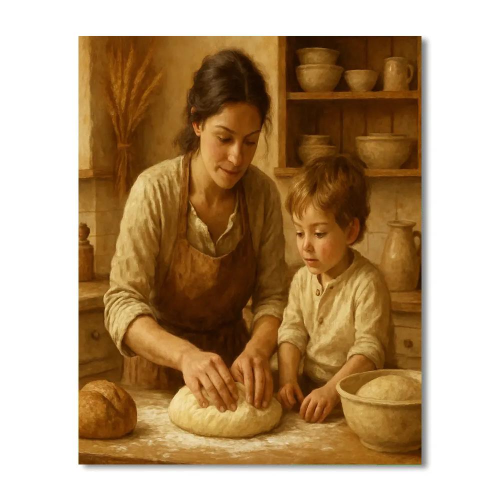 Mother And Child Baking Bread Paint by numbers kits