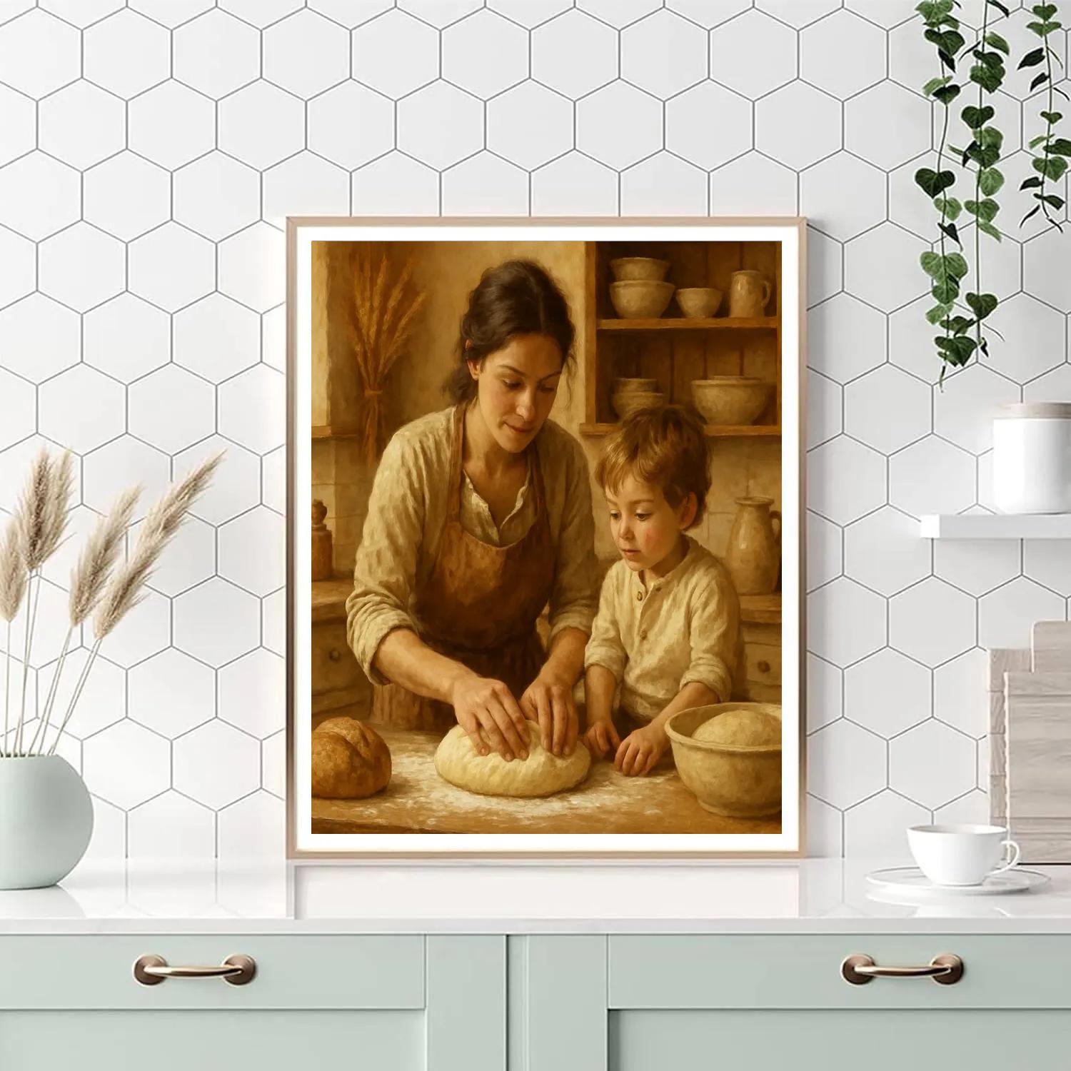 Mother And Child Baking Bread Paint by numbers kits