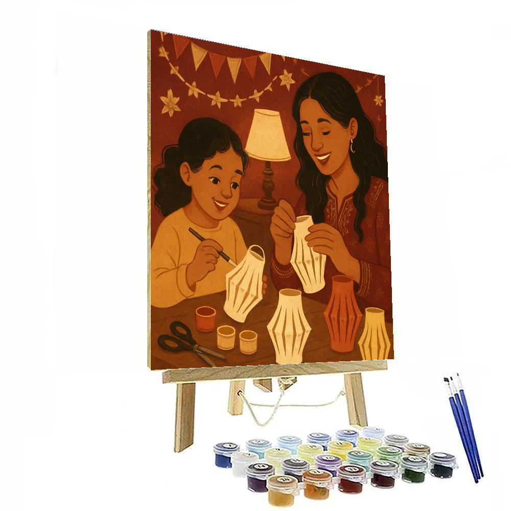 Mother And Child Making Paper Lanterns Paint by numbers art