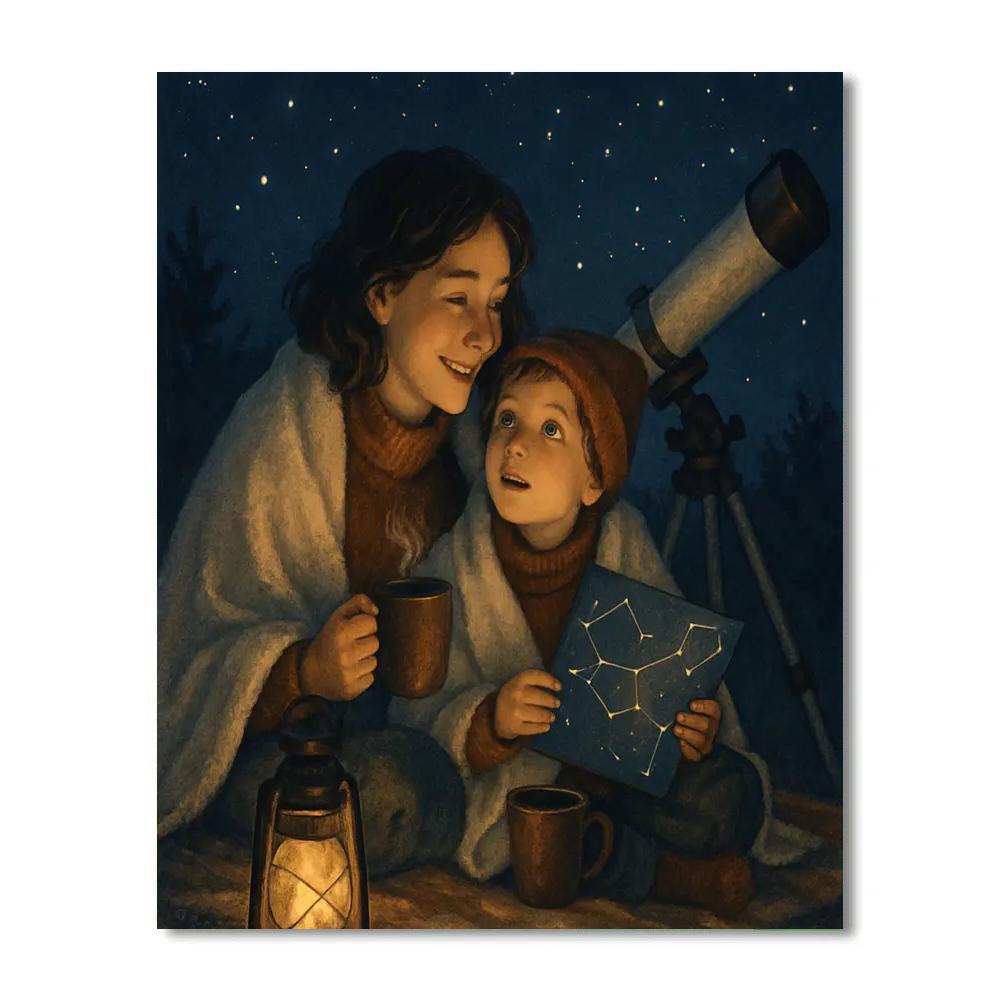 Backyard Stargazing With Hot Chocolate paint by numbers