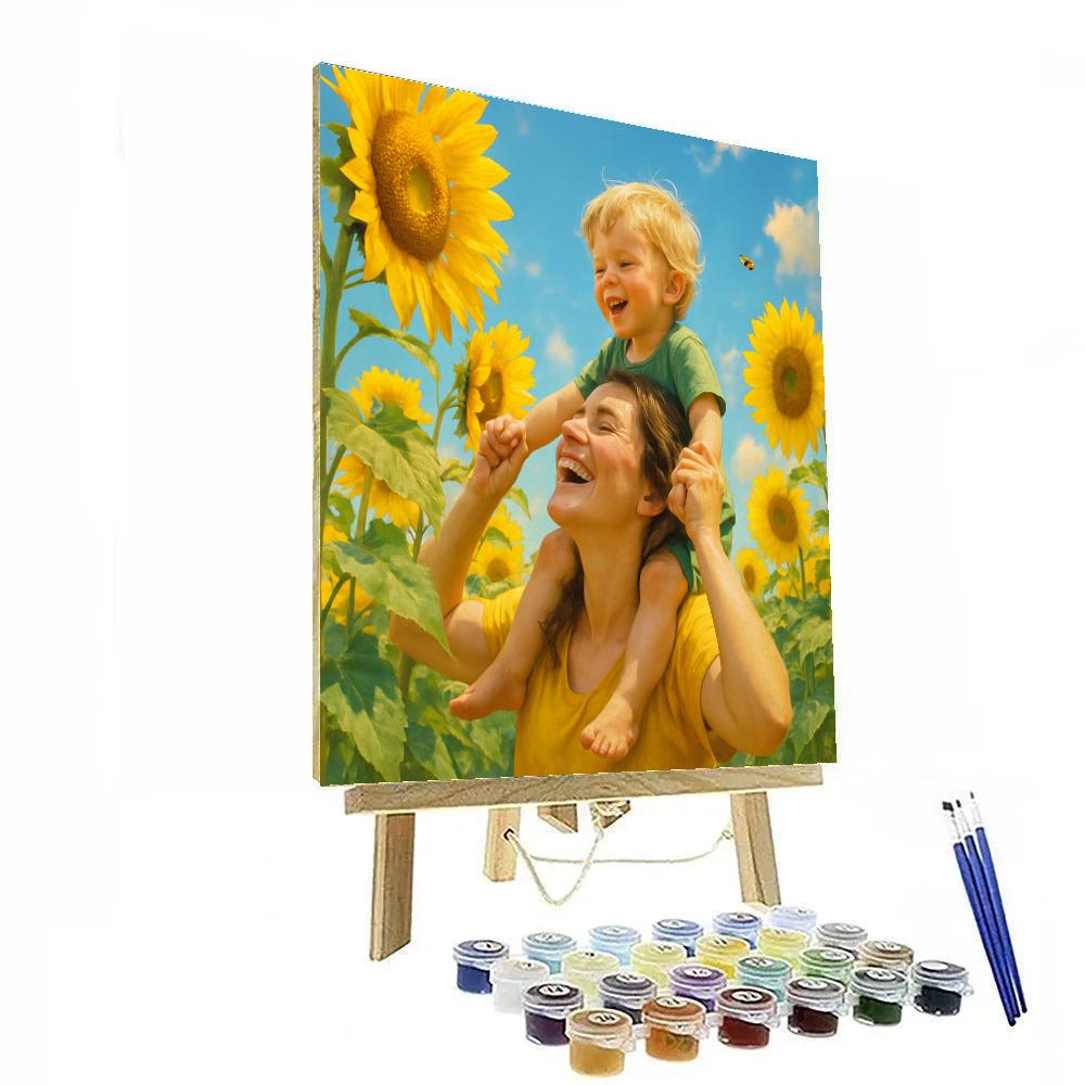 Mother And Child In Sunflower Field DIY paint by numbers