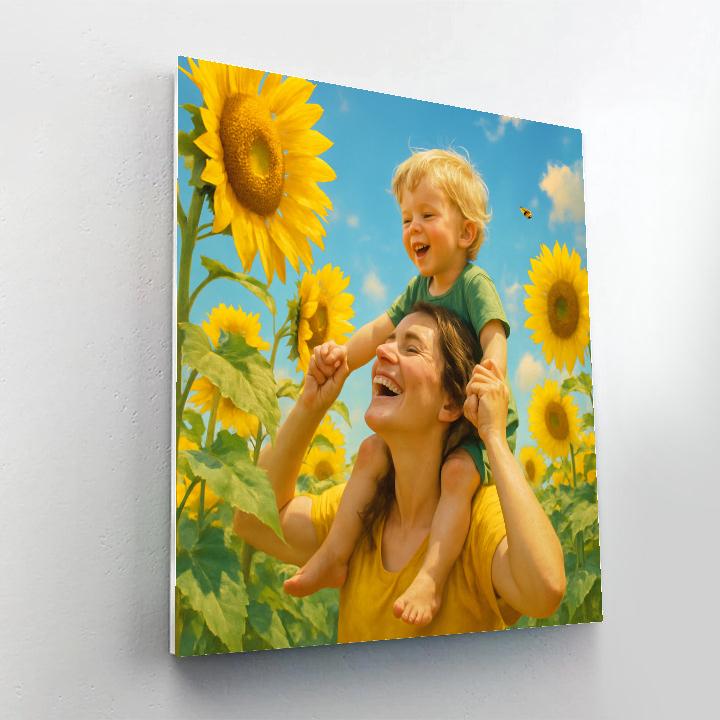 Mother And Child In Sunflower Field DIY paint by numbers