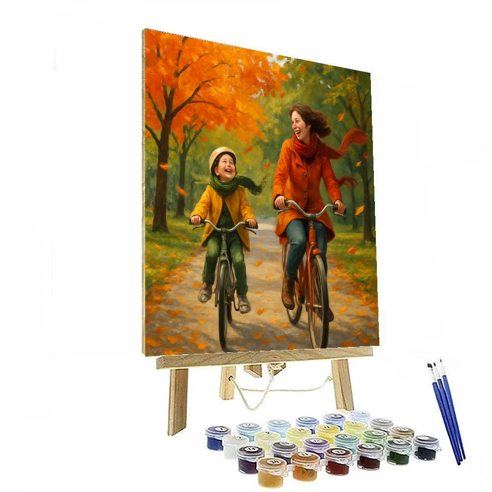 Bike Ride Through Autumn Leaves paint by color