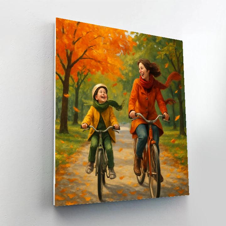 Bike Ride Through Autumn Leaves paint by color