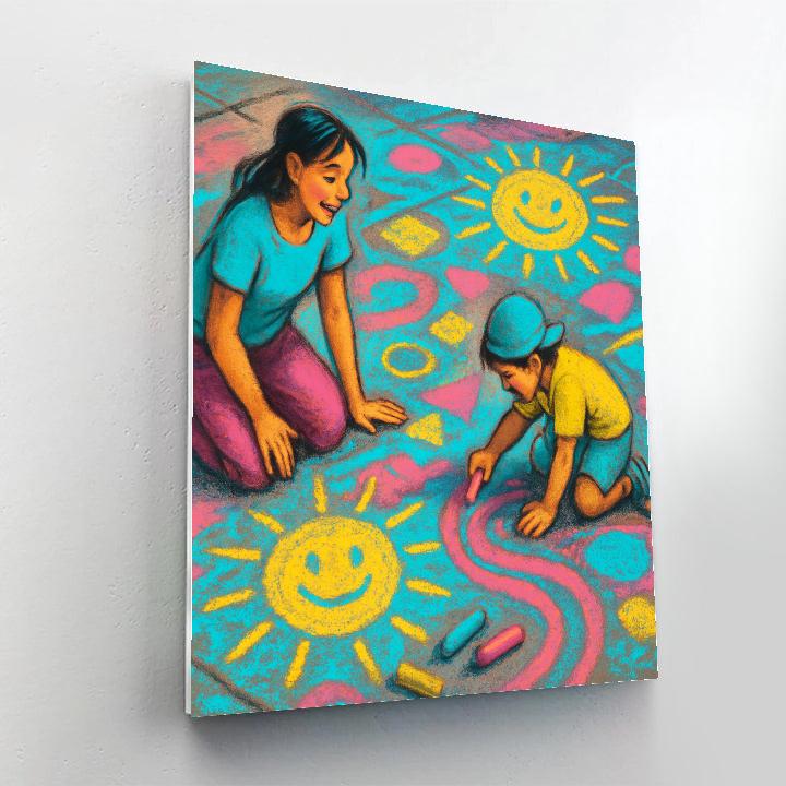 Mother And Child Drawing Chalk Murals paint by number