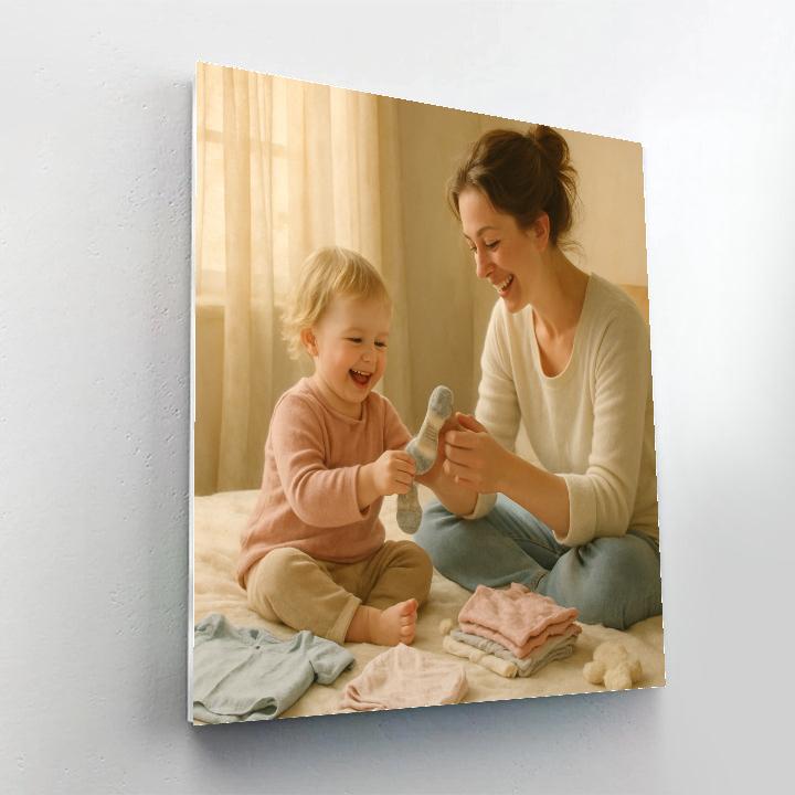 Mother Folding Baby Laundry paint by numbers
