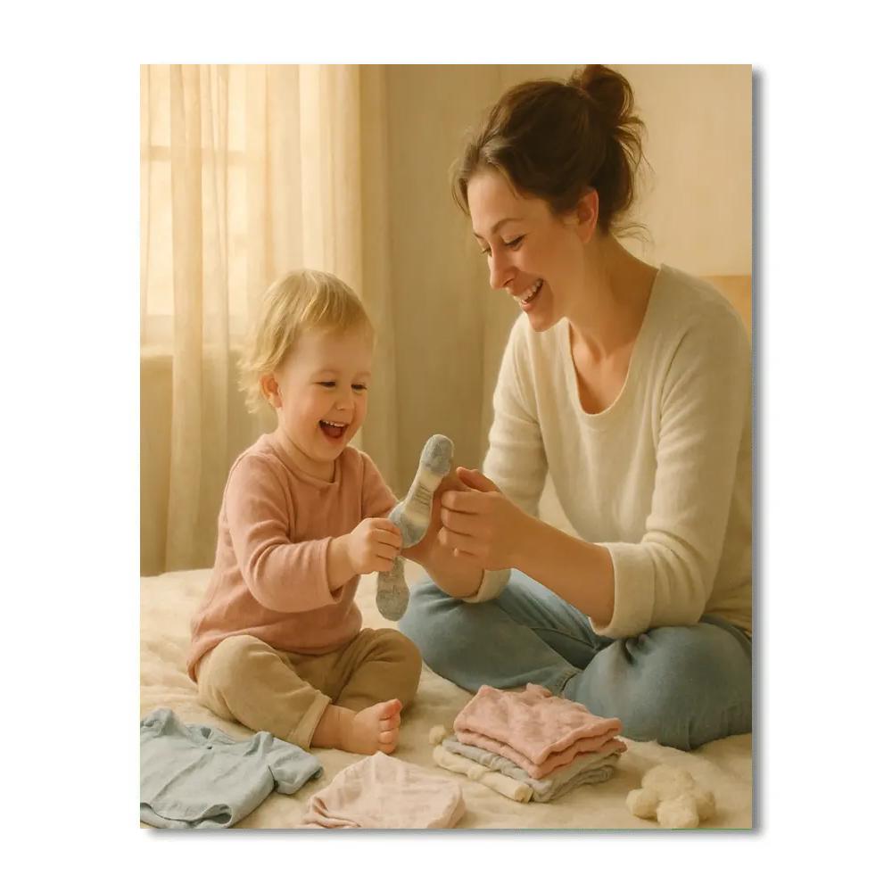Mother Folding Baby Laundry paint by numbers