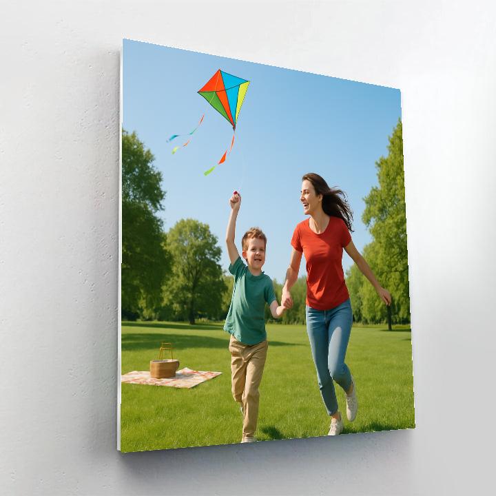 Mother And Child Flying A Kite Number painting