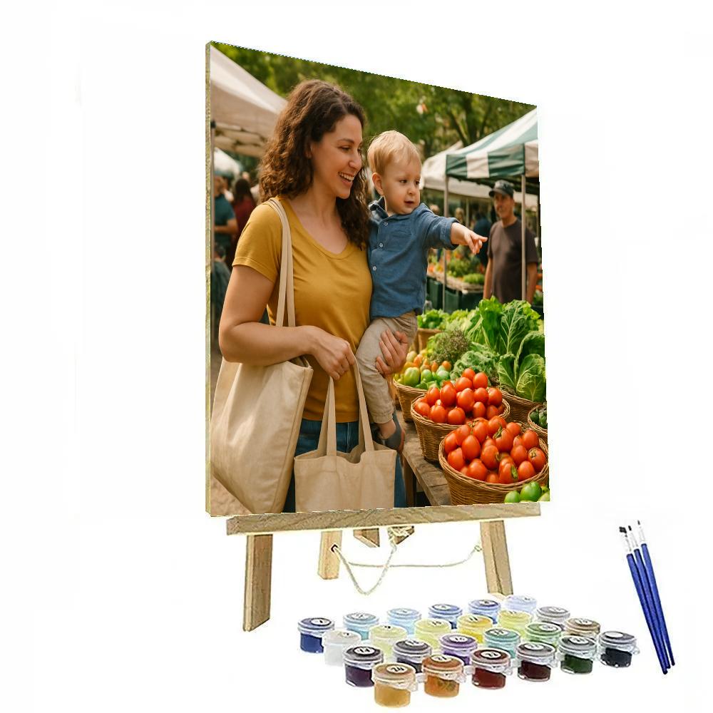 Mother And Child At The Farmers Market paint by color