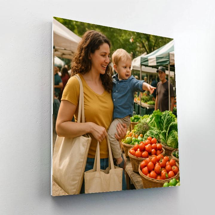 Mother And Child At The Farmers Market paint by color