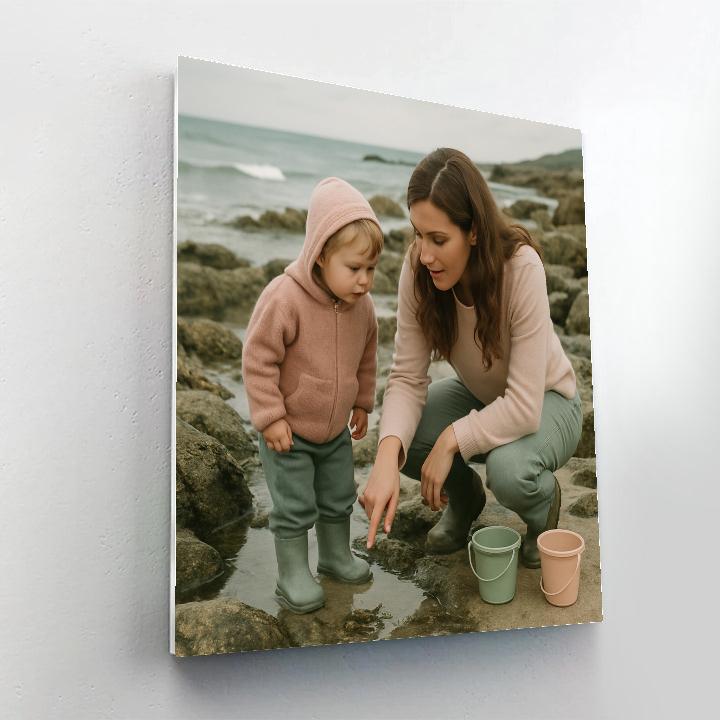 Mother And Child Exploring Tide Pools paint by numbers