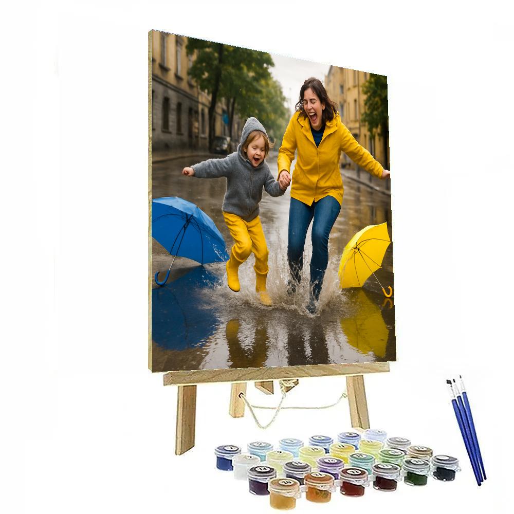 Puddle Jumping After The Storm paint by color