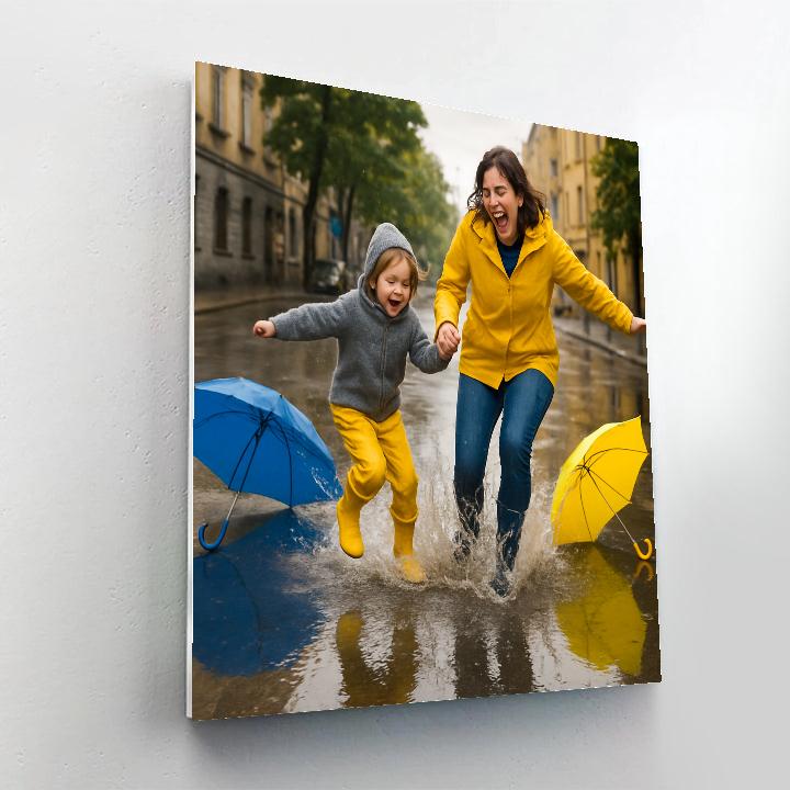 Puddle Jumping After The Storm paint by color