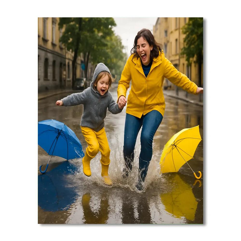 Puddle Jumping After The Storm paint by color