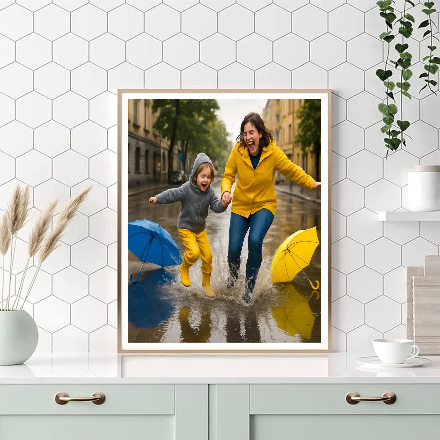 Puddle Jumping After The Storm paint by color