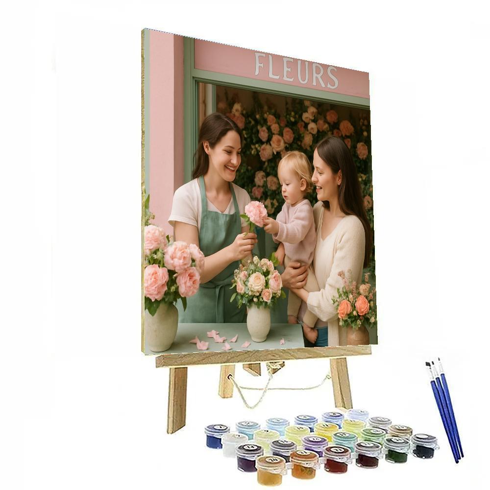 Mother And Child At A Flower Shop Paint by numbers art