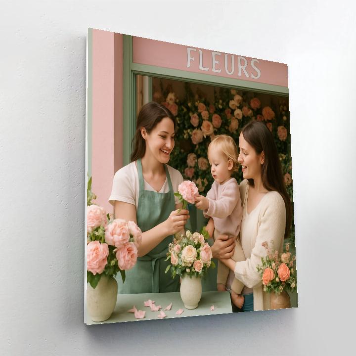 Mother And Child At A Flower Shop Paint by numbers art