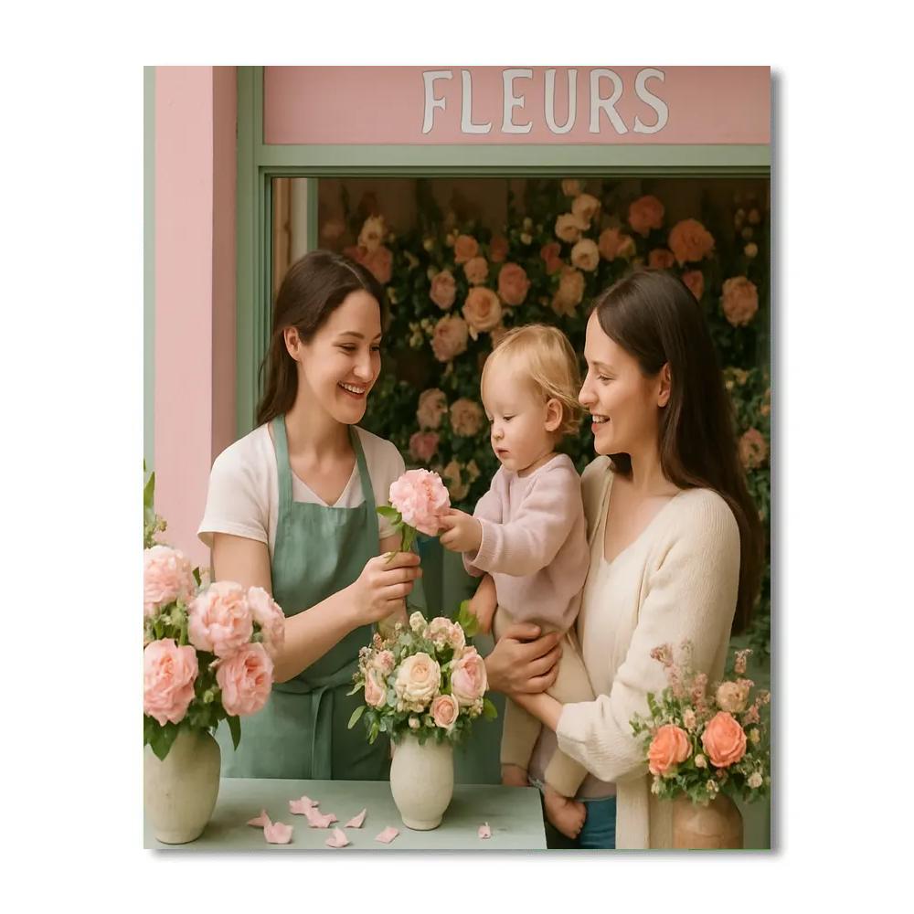 Mother And Child At A Flower Shop Paint by numbers art