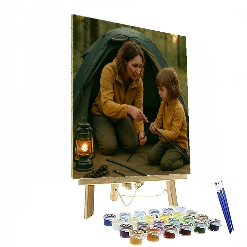 Mom Helping With Tent Setup Painting by numbers kit