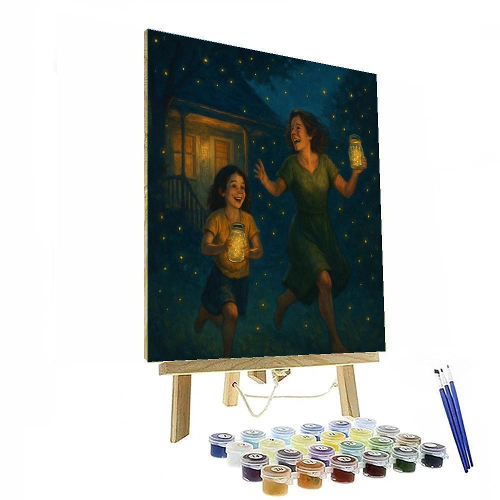 Mother And Child Catching Fireflies paint by numbers