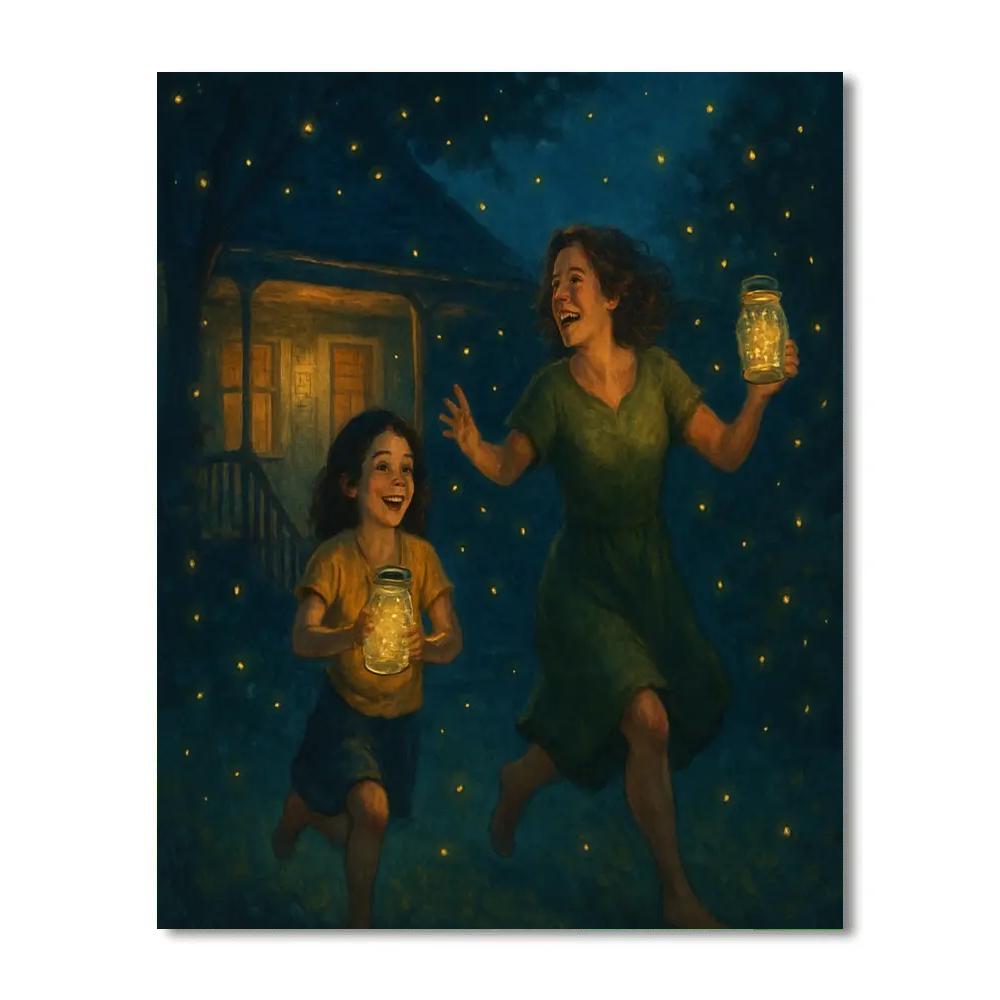 Mother And Child Catching Fireflies paint by numbers
