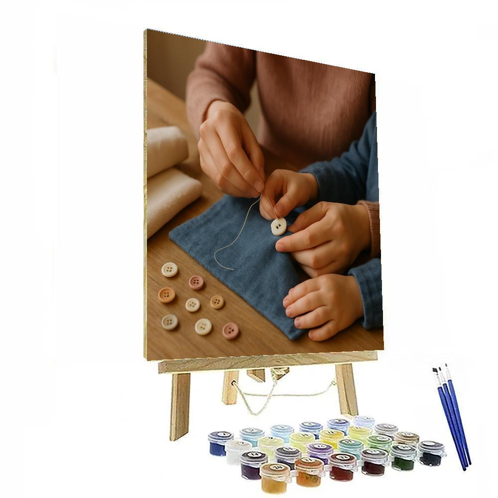 Mom And Child Sewing Buttons Painting by numbers kit