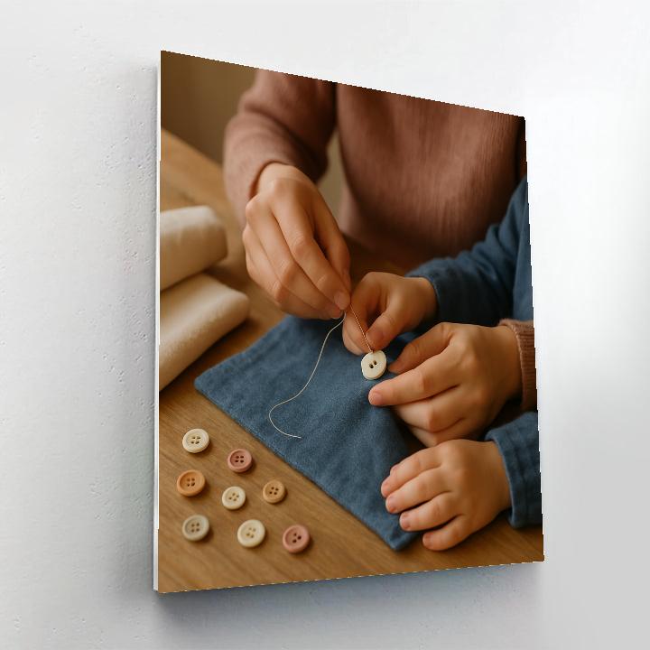 Mom And Child Sewing Buttons Painting by numbers kit