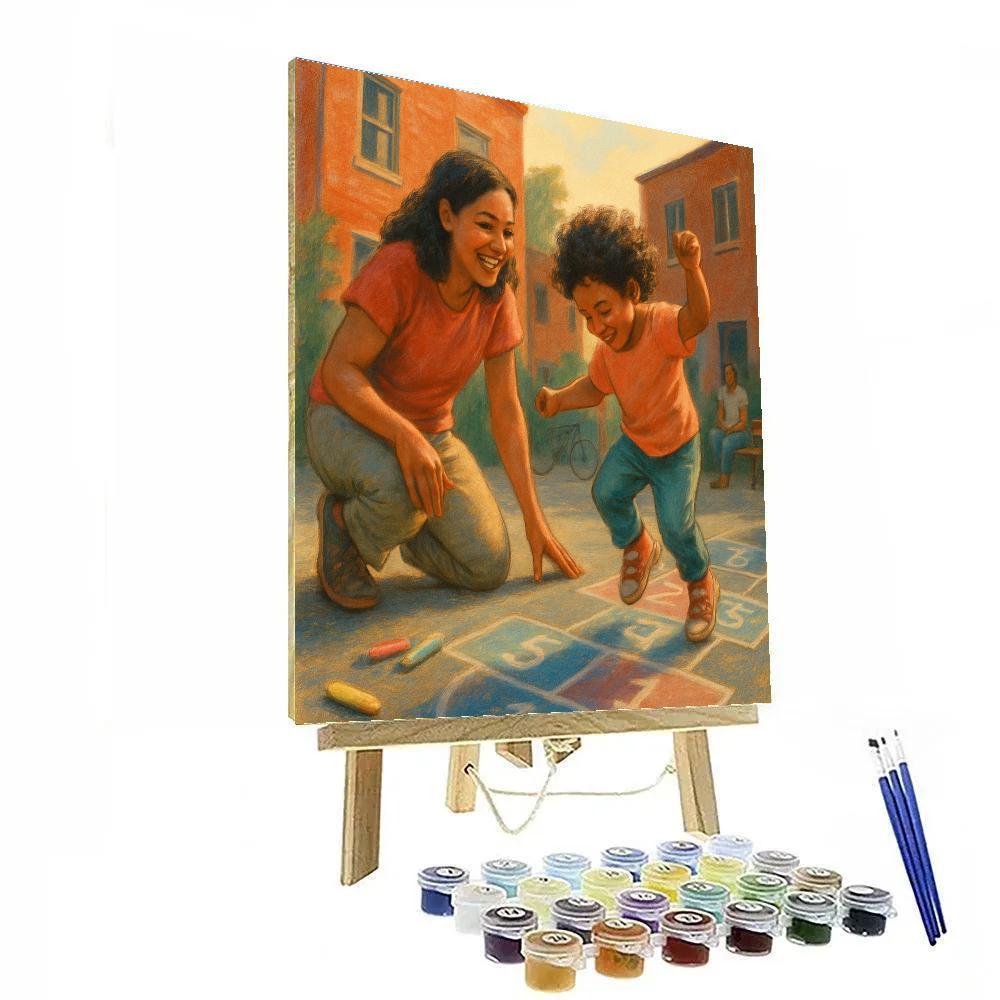 Alleyway Chalk Hopscotch Painting by numbers kit