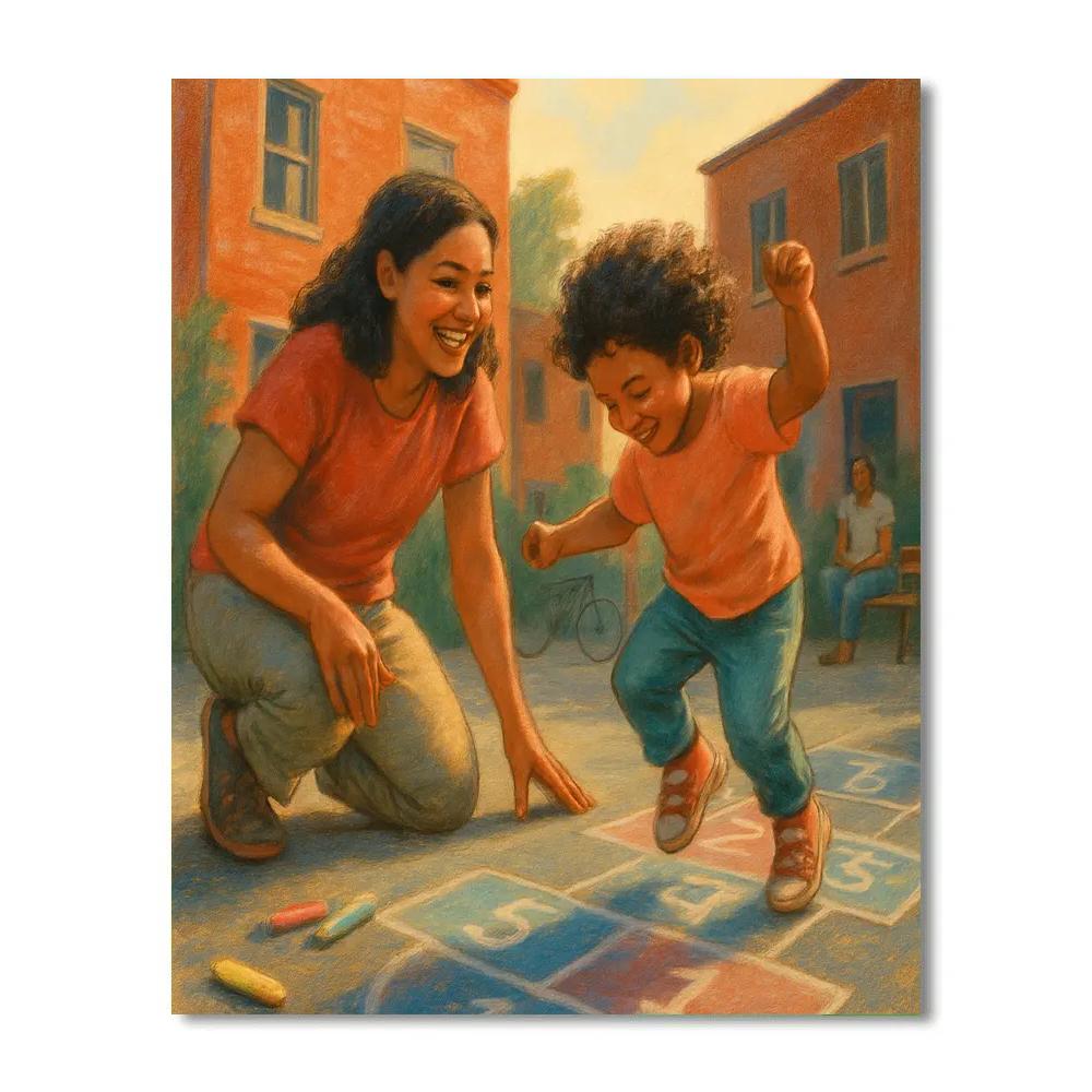 Alleyway Chalk Hopscotch Painting by numbers kit