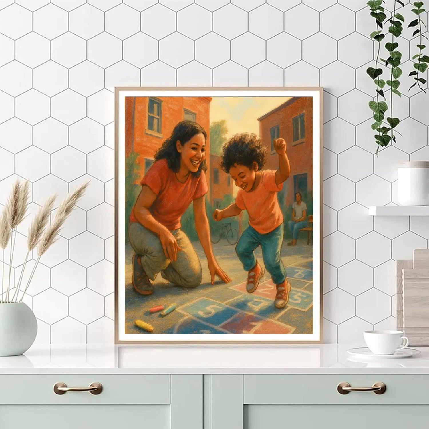 Alleyway Chalk Hopscotch Painting by numbers kit