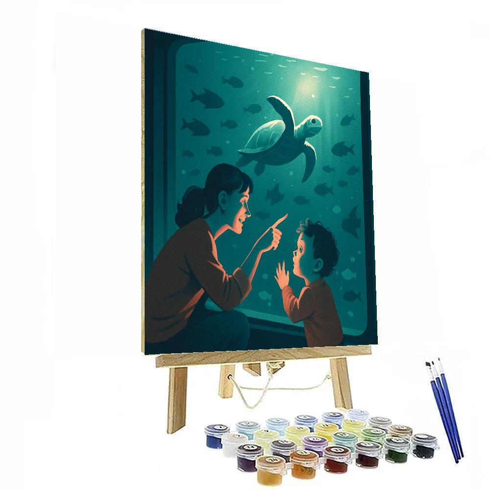Mother And Child At The Aquarium Number painting